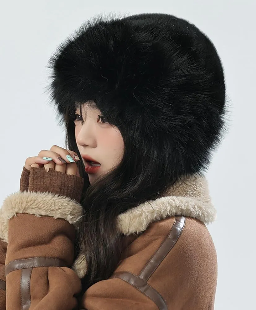 Winter Faux Fur Bucket Hat WomenFuzzy Fur Warm Hat Women's Furry Fisherman Cap Casual Trendy Trips Sports Skiing Cap