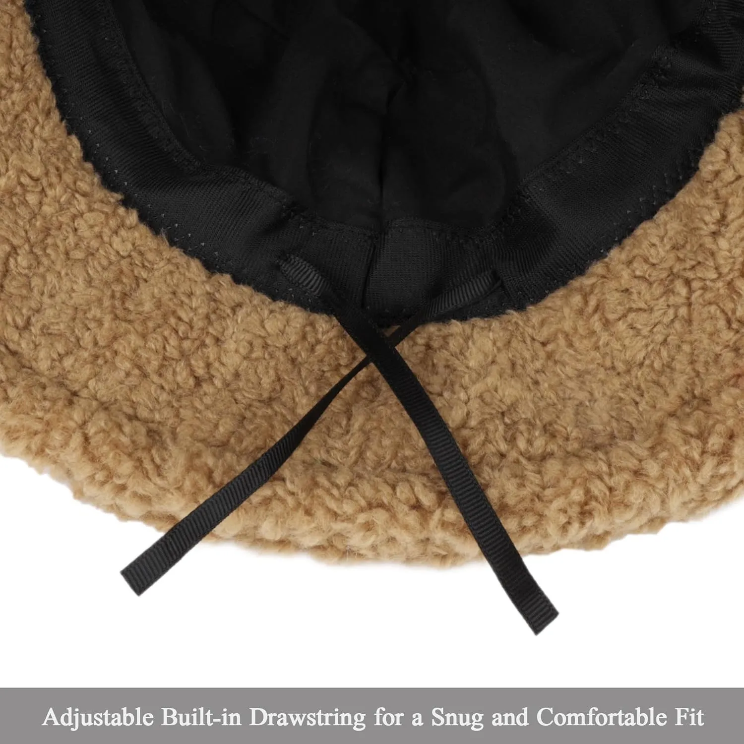Winter Warm Plush Fuzzy Bucket Hat Faux Fur Shearling Fisherman Hats for Women