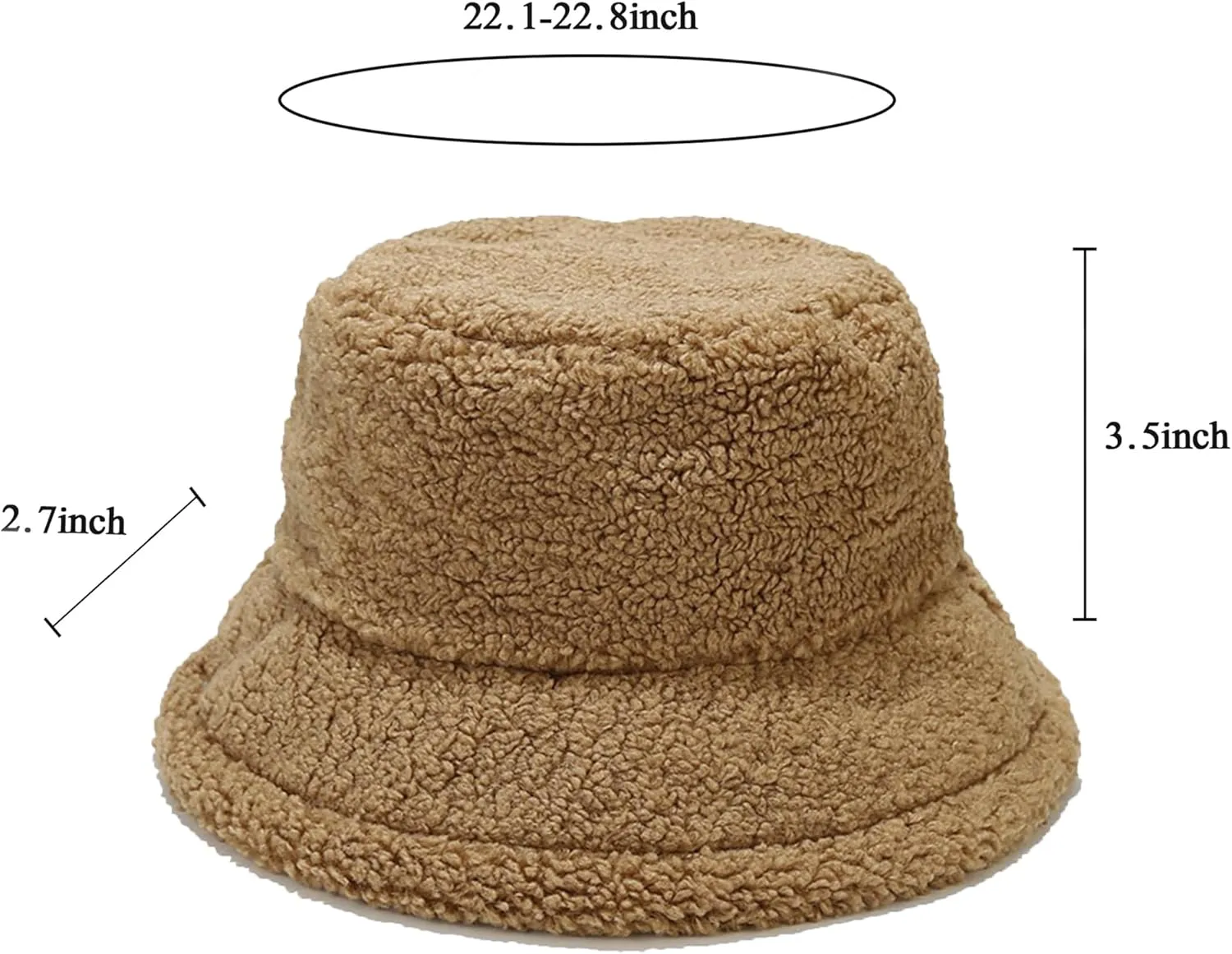Winter Warm Plush Fuzzy Bucket Hat Faux Fur Shearling Fisherman Hats for Women