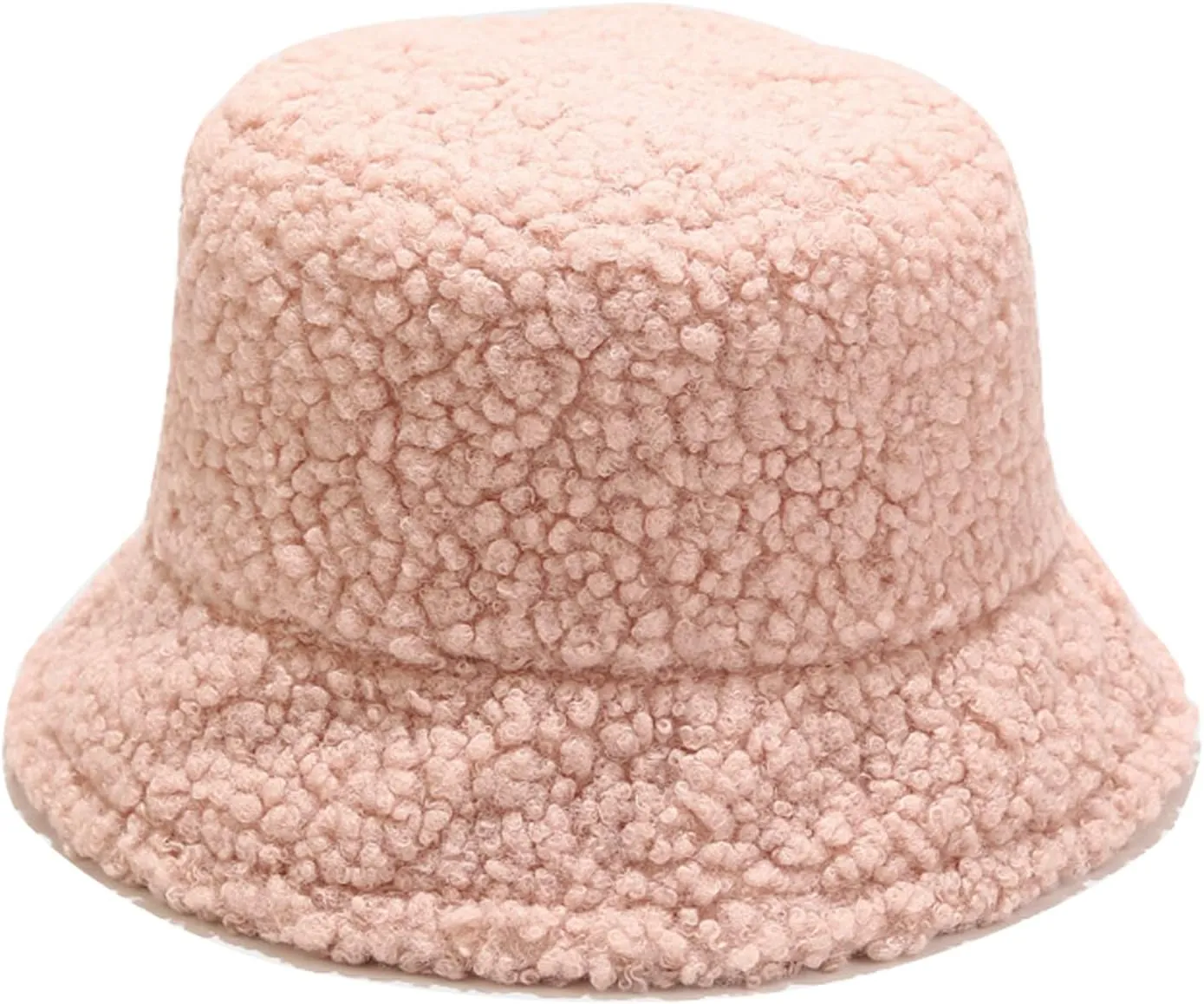 Winter Warm Plush Fuzzy Bucket Hat Faux Fur Shearling Fisherman Hats for Women