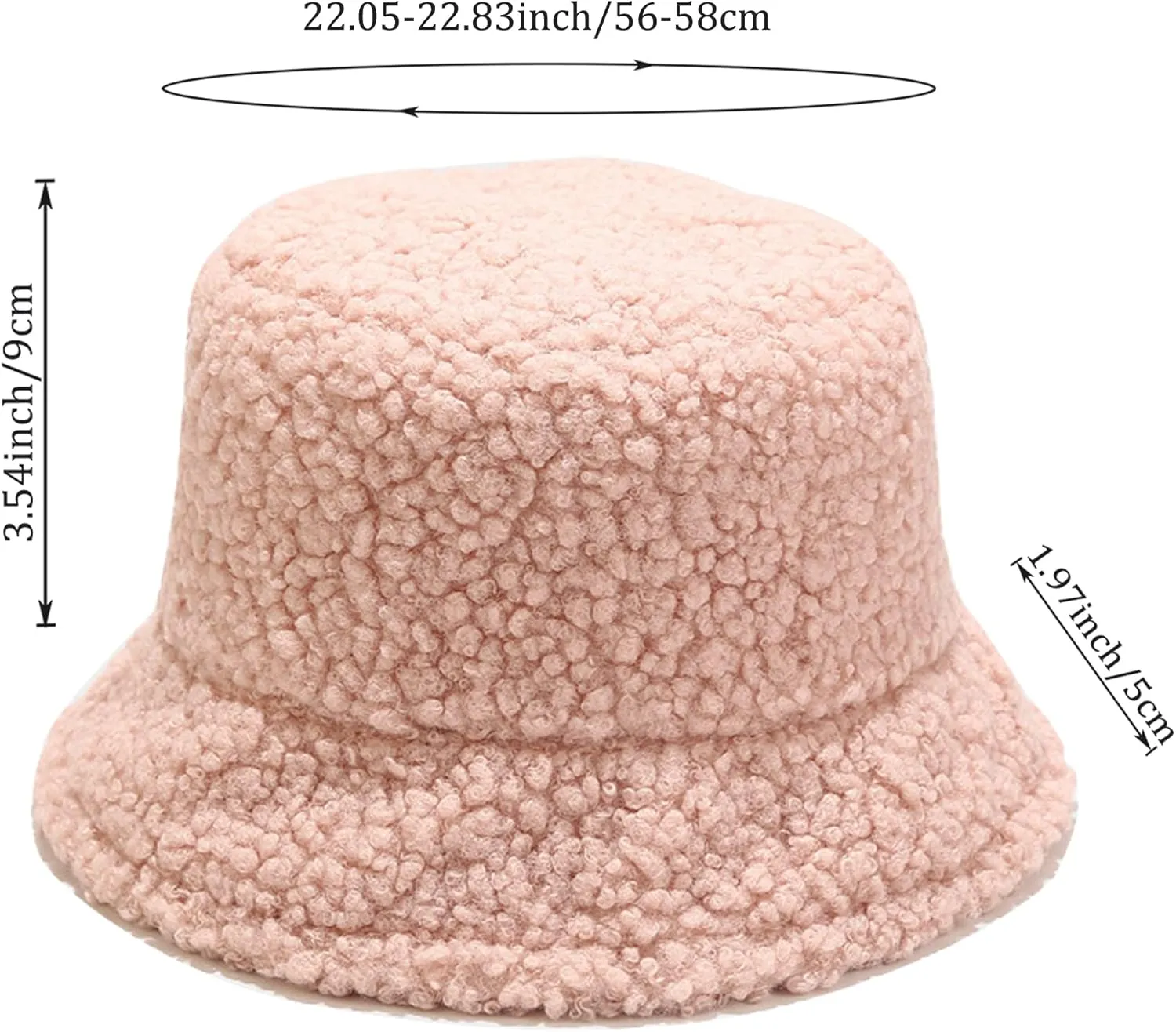 Winter Warm Plush Fuzzy Bucket Hat Faux Fur Shearling Fisherman Hats for Women