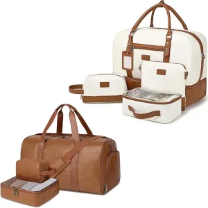 Wogarl 4PCS Weekender Bags for Women   PU Leather Weekender Bag for Men