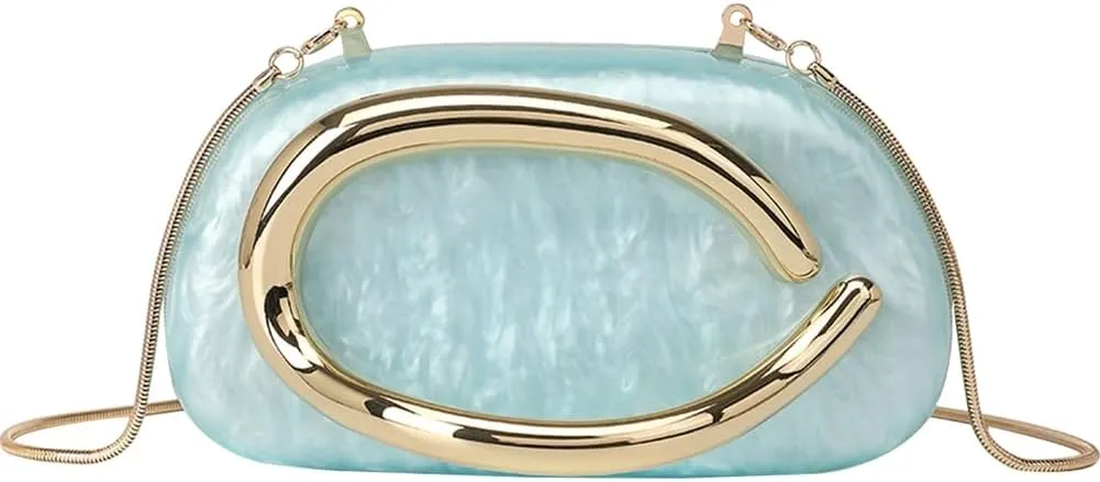 Women Acrylic Evening Handbags Trendy Crossbody Metal Decoration Shoulder Bag with Chain Causal Evening Clutch Purse 2025