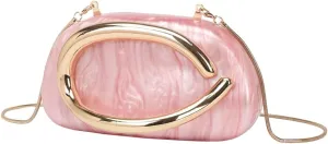 Women Acrylic Evening Handbags Trendy Crossbody Metal Decoration Shoulder Bag with Chain Causal Evening Clutch Purse 2025