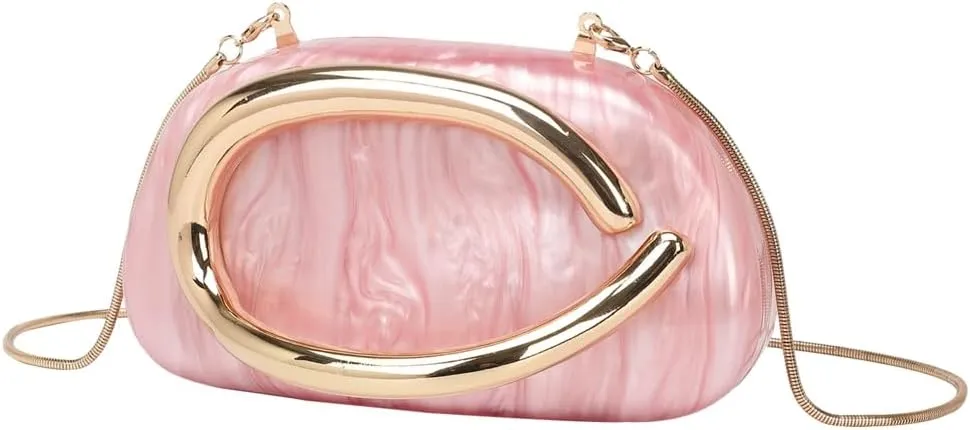 Women Acrylic Evening Handbags Trendy Crossbody Metal Decoration Shoulder Bag with Chain Causal Evening Clutch Purse 2025