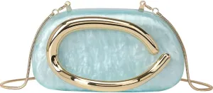 Women Acrylic Evening Handbags Trendy Crossbody Metal Decoration Shoulder Bag with Chain Causal Evening Clutch Purse 2025