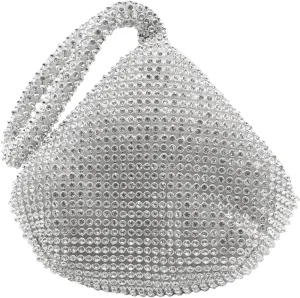 Women Clutch Evening Handbag Bag Full Rhinestones Bling Wrist Bag Purse for Wedding Party Prom