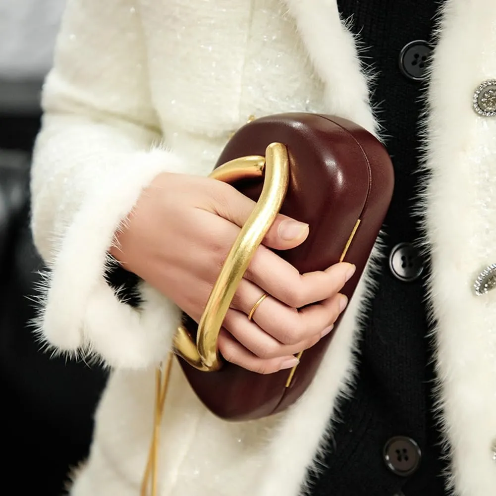 Women PU Leather Evening Handbags with Chain Trendy Crossbody Metal Decoration Shoulder Bag Causal Clutch Purse 2025