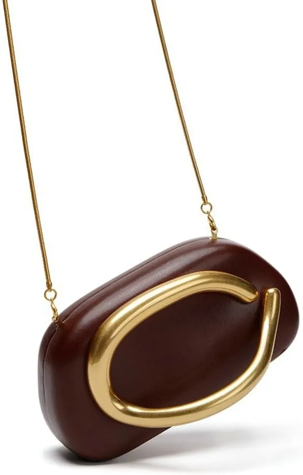 Women PU Leather Evening Handbags with Chain Trendy Crossbody Metal Decoration Shoulder Bag Causal Clutch Purse 2025