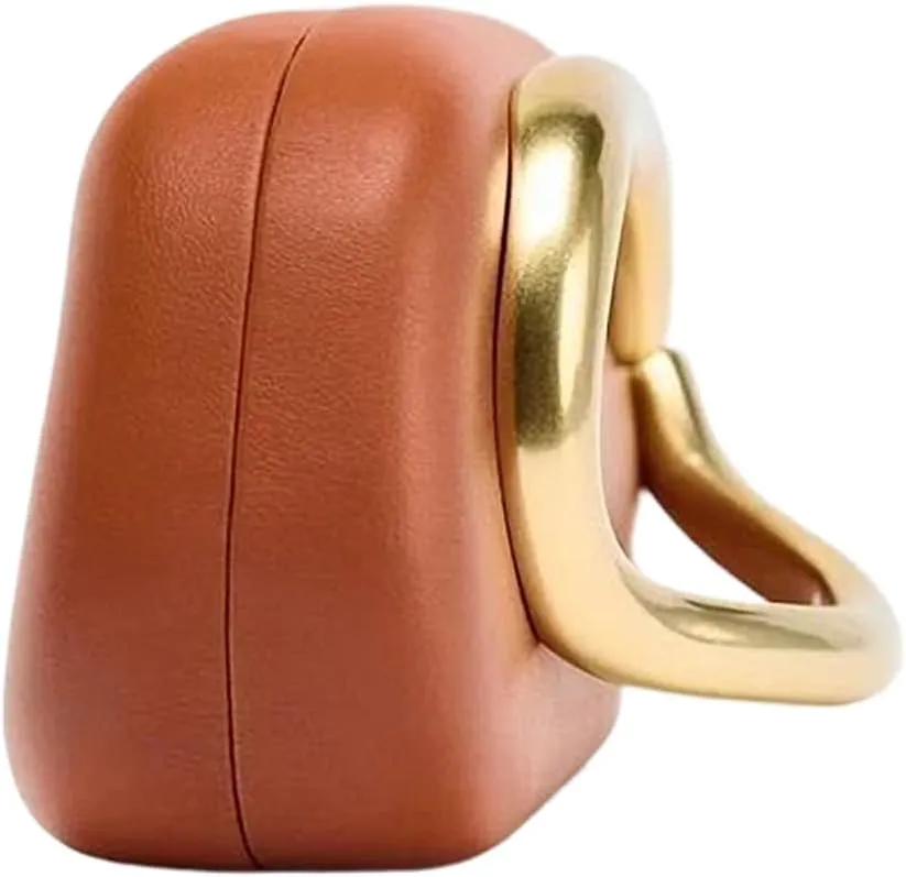Women PU Leather Metal Handle Handbag Trendy Commuting Compact Stone Purse Hand-held Causal Shoulder Clutch Bag
