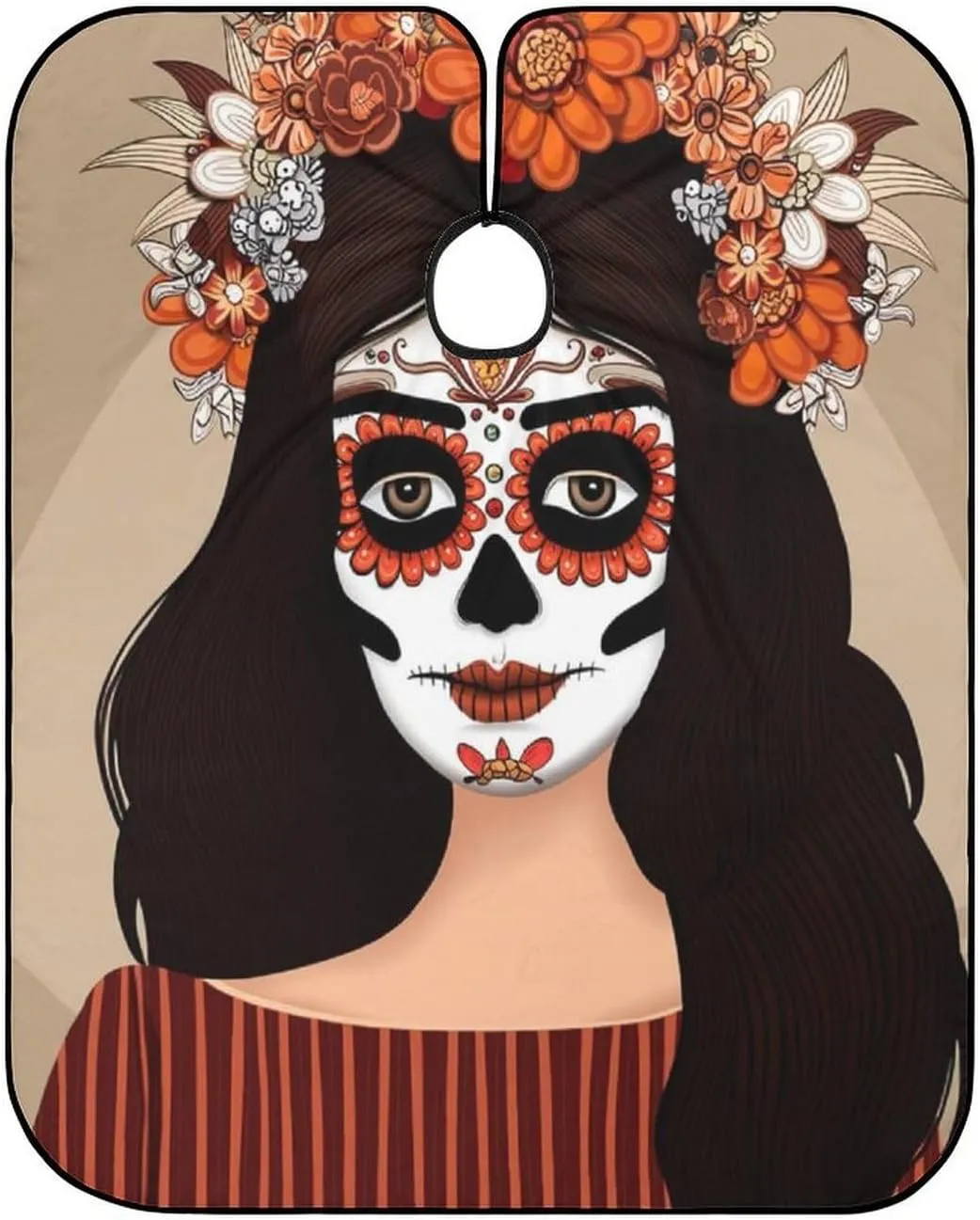 Women Sugar Skull Day of Dead Woman Floral Art Haircut Barber Cape Cover - Extra Large Hairdressing Apron for Home Stylists, Easy Clean