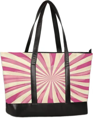 Women Tote Bag with Zipper, Shopper Handbag Travel Purse, PU Leather Laptop Tote Bags, Weekender Tote Bags