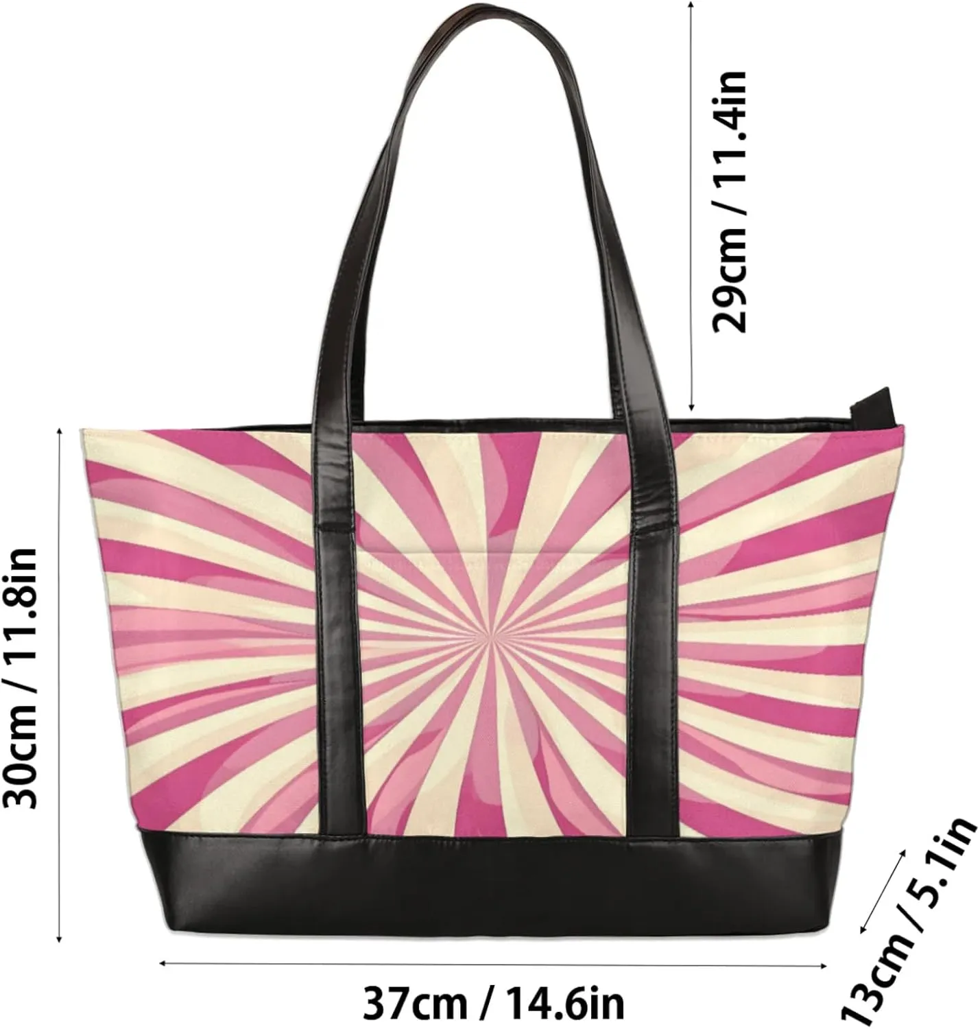 Women Tote Bag with Zipper, Shopper Handbag Travel Purse, PU Leather Laptop Tote Bags, Weekender Tote Bags