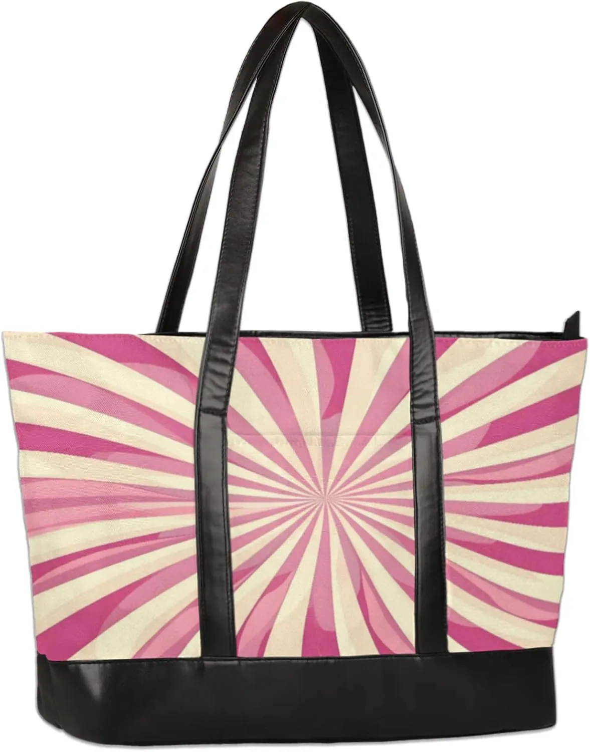 Women Tote Bag with Zipper, Shopper Handbag Travel Purse, PU Leather Laptop Tote Bags, Weekender Tote Bags