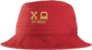 Women's Chi Omega Greek Letter Bucket Hat Red