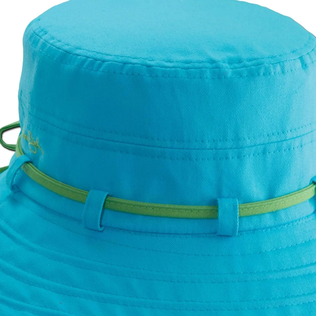 Women's Contrast Cotton Bucket Sun Hat with Sizing Tie, 3" Brim