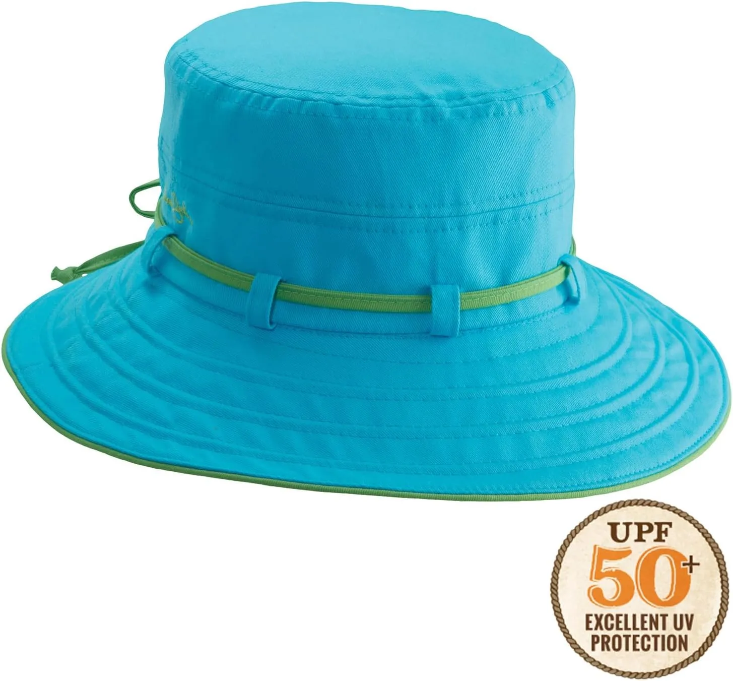 Women's Contrast Cotton Bucket Sun Hat with Sizing Tie, 3" Brim