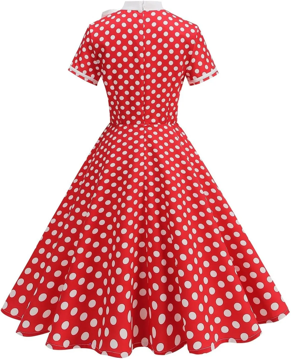 Women's Elegant Dresses Vintage Polka Dot Printed A-Line Dress Short Sleeve Lapel Maxi Skirts Court Business Gowns
