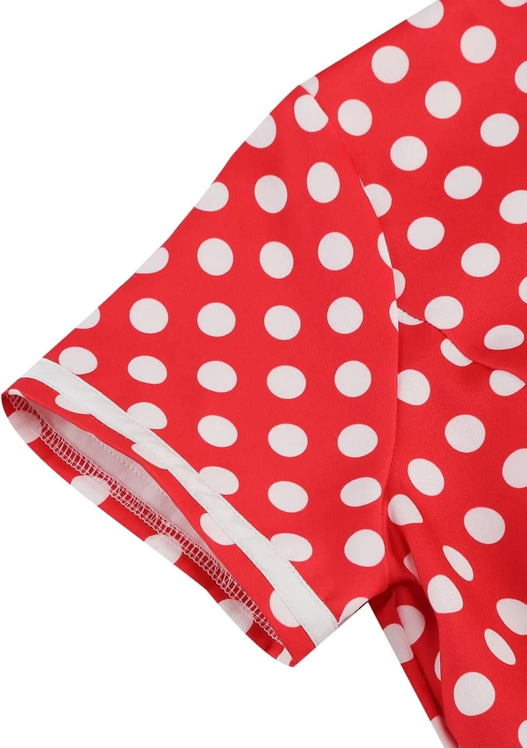 Women's Elegant Dresses Vintage Polka Dot Printed A-Line Dress Short Sleeve Lapel Maxi Skirts Court Business Gowns