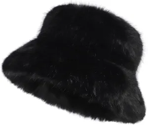 Women's Faux Fur Bucket Hats Fluffy Winter Warm Ladie's Unique Wide Brim Fisherman Cap