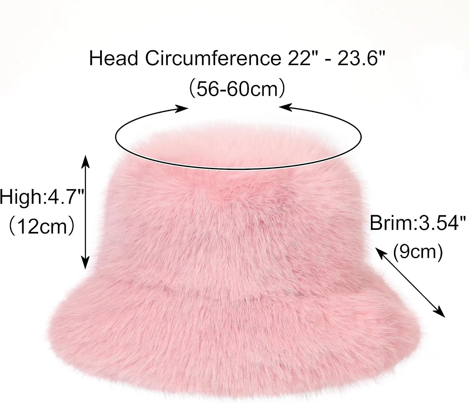 Women's Faux Fur Bucket Hats Fluffy Winter Warm Ladie's Unique Wide Brim Fisherman Cap