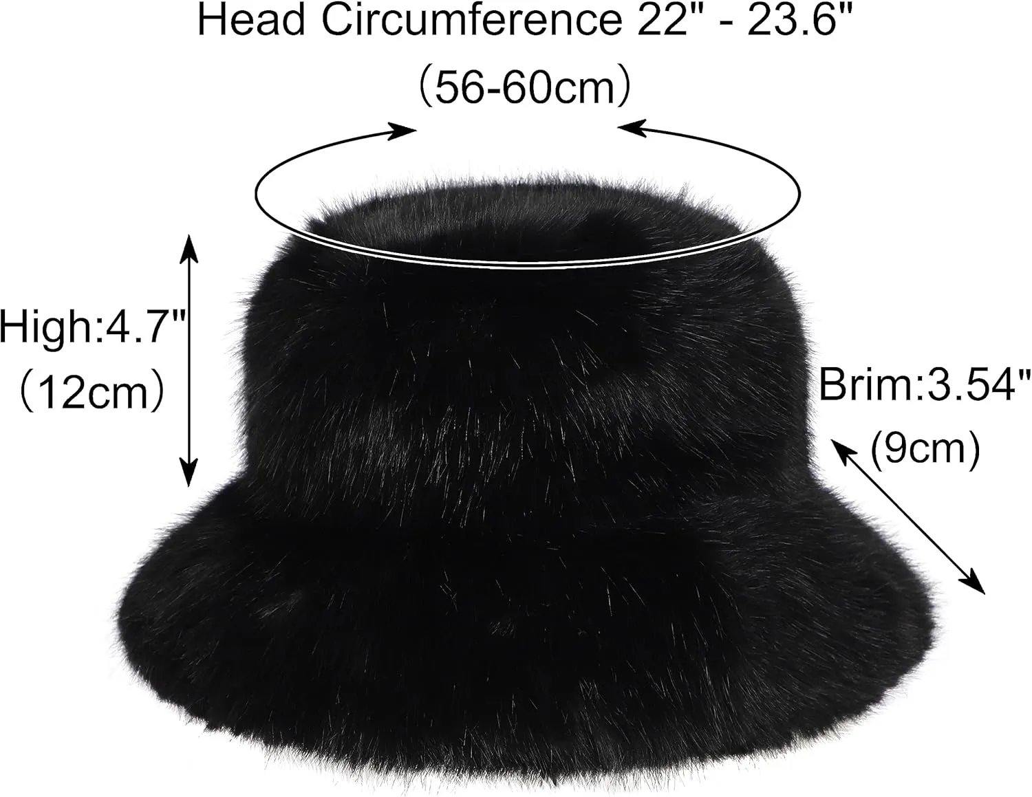 Women's Faux Fur Bucket Hats Fluffy Winter Warm Ladie's Unique Wide Brim Fisherman Cap