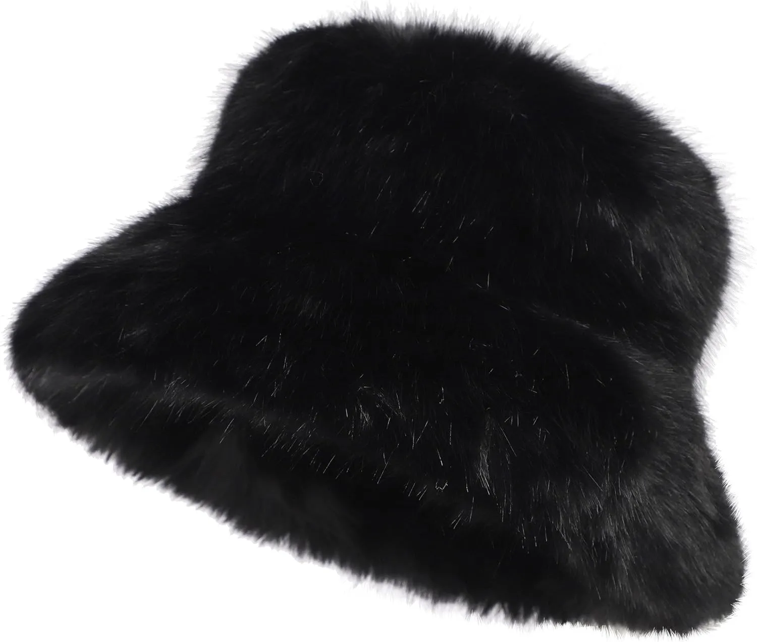 Women's Faux Fur Bucket Hats Fluffy Winter Warm Ladie's Unique Wide Brim Fisherman Cap