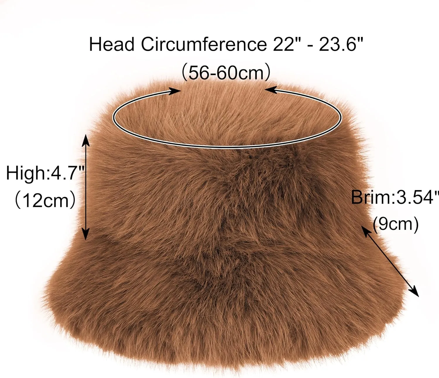 Women's Faux Fur Bucket Hats Fluffy Winter Warm Ladie's Unique Wide Brim Fisherman Cap