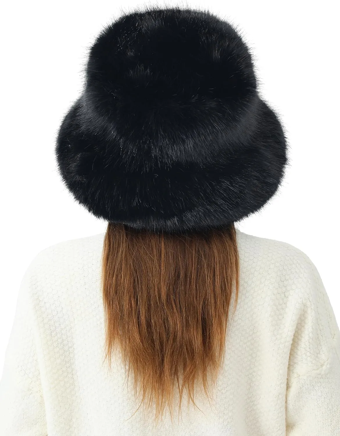 Women's Faux Fur Bucket Hats Fluffy Winter Warm Ladie's Unique Wide Brim Fisherman Cap