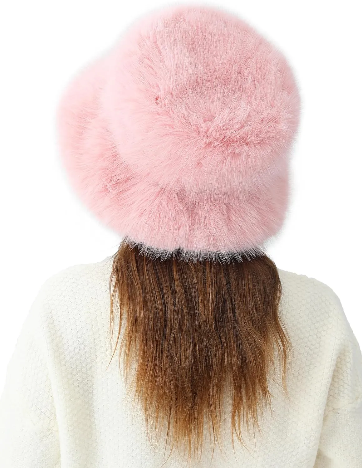 Women's Faux Fur Bucket Hats Fluffy Winter Warm Ladie's Unique Wide Brim Fisherman Cap