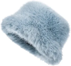 Women's Faux Fur Bucket Hats Fluffy Winter Warm Ladie's Unique Wide Brim Fisherman Cap