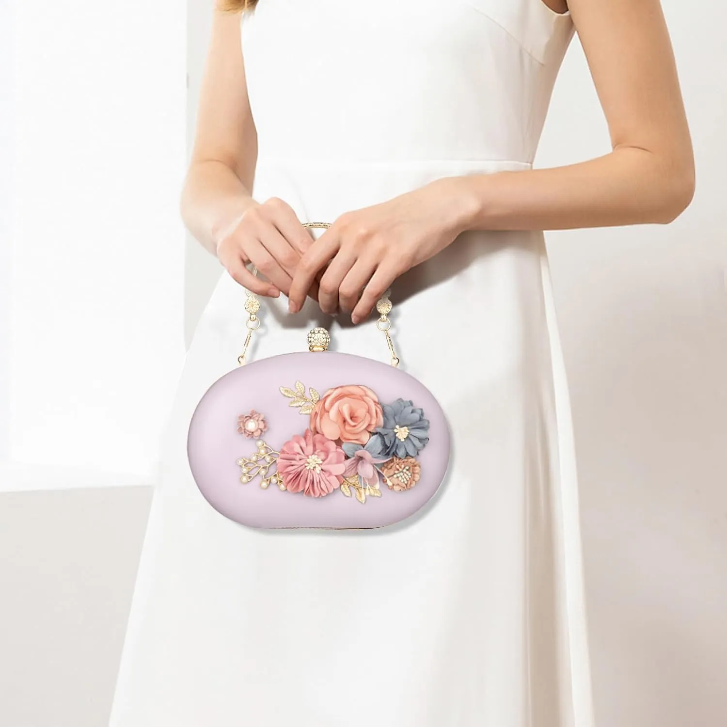 Women's Floral Clutch Evening Purse Flower Wedding Party Bag