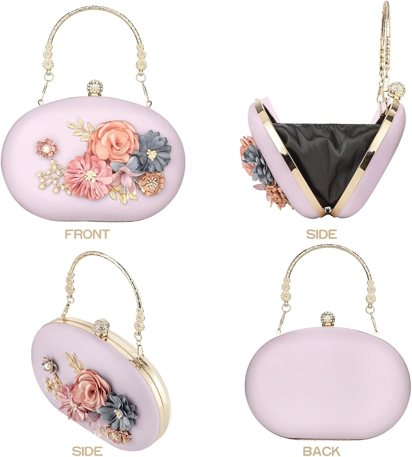 Women's Floral Clutch Evening Purse Flower Wedding Party Bag