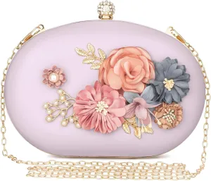 Women's Floral Clutch Evening Purse Flower Wedding Party Bag