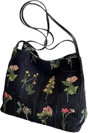 Women's floral shaped small handbag: women's casual large capacity fashionable floral embroidery makeup bag, women's wallet