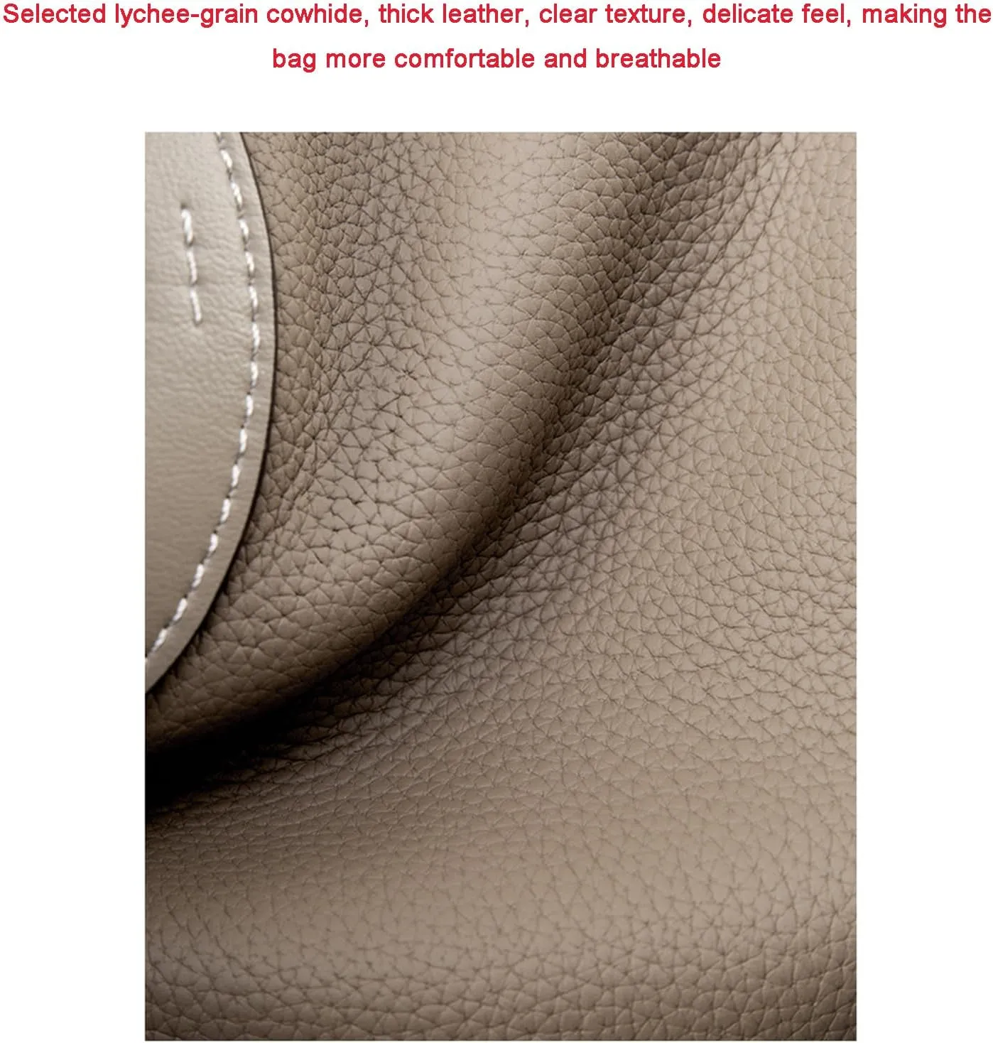 Women's Genuine Leather Bucket Bag Pig Nose Lychee Pattern Vegetable Basket Solid Color Tote Bag Trendy Handbag,Caramel,19 * 12 * 20cm