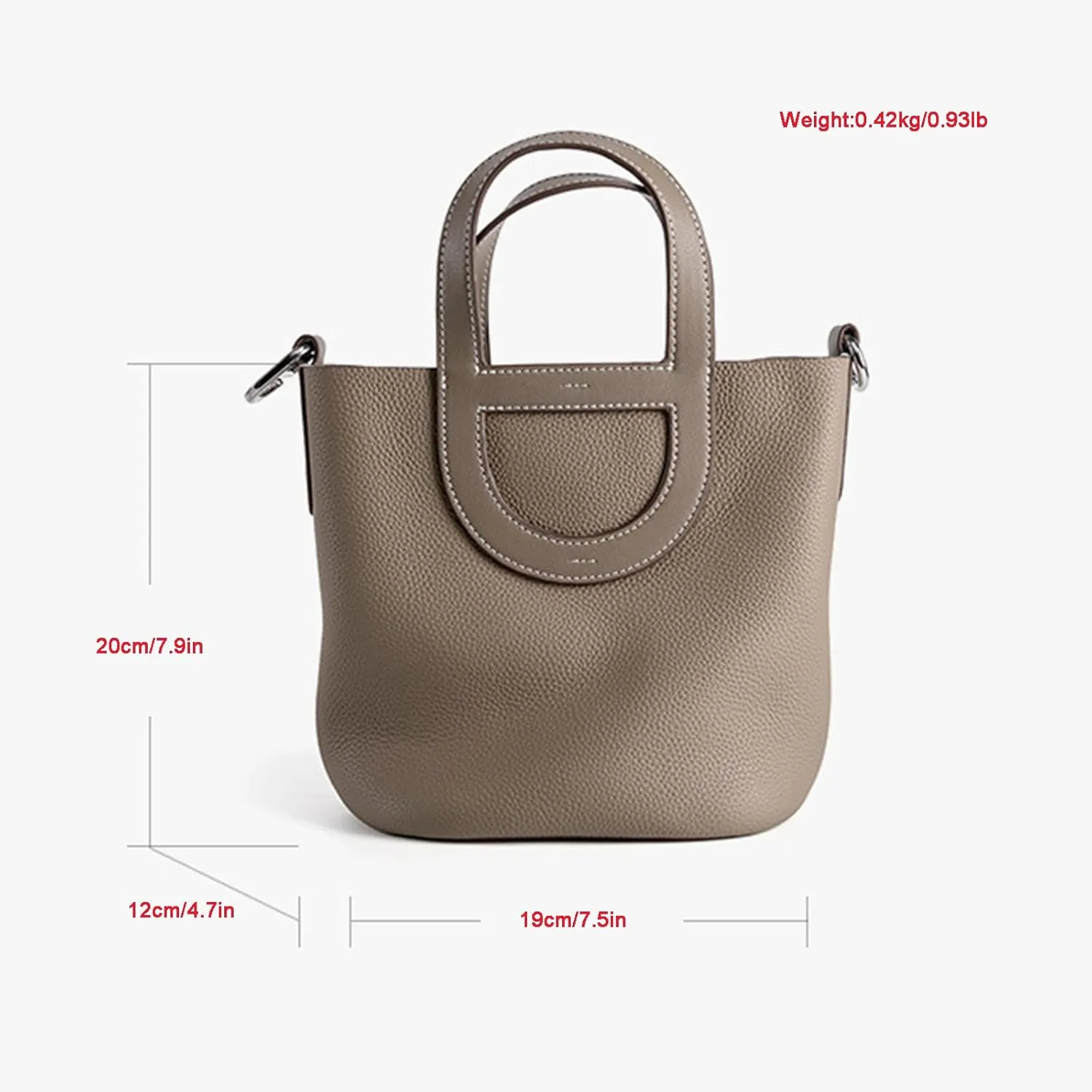 Women's Genuine Leather Bucket Bag Pig Nose Lychee Pattern Vegetable Basket Solid Color Tote Bag Trendy Handbag,Caramel,19 * 12 * 20cm
