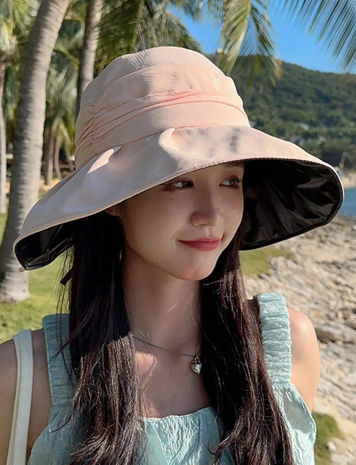 Women's Sun Hat Wide Brim Beach Sun Protection Bucket Hat for Summer Fishing Cap Gardening