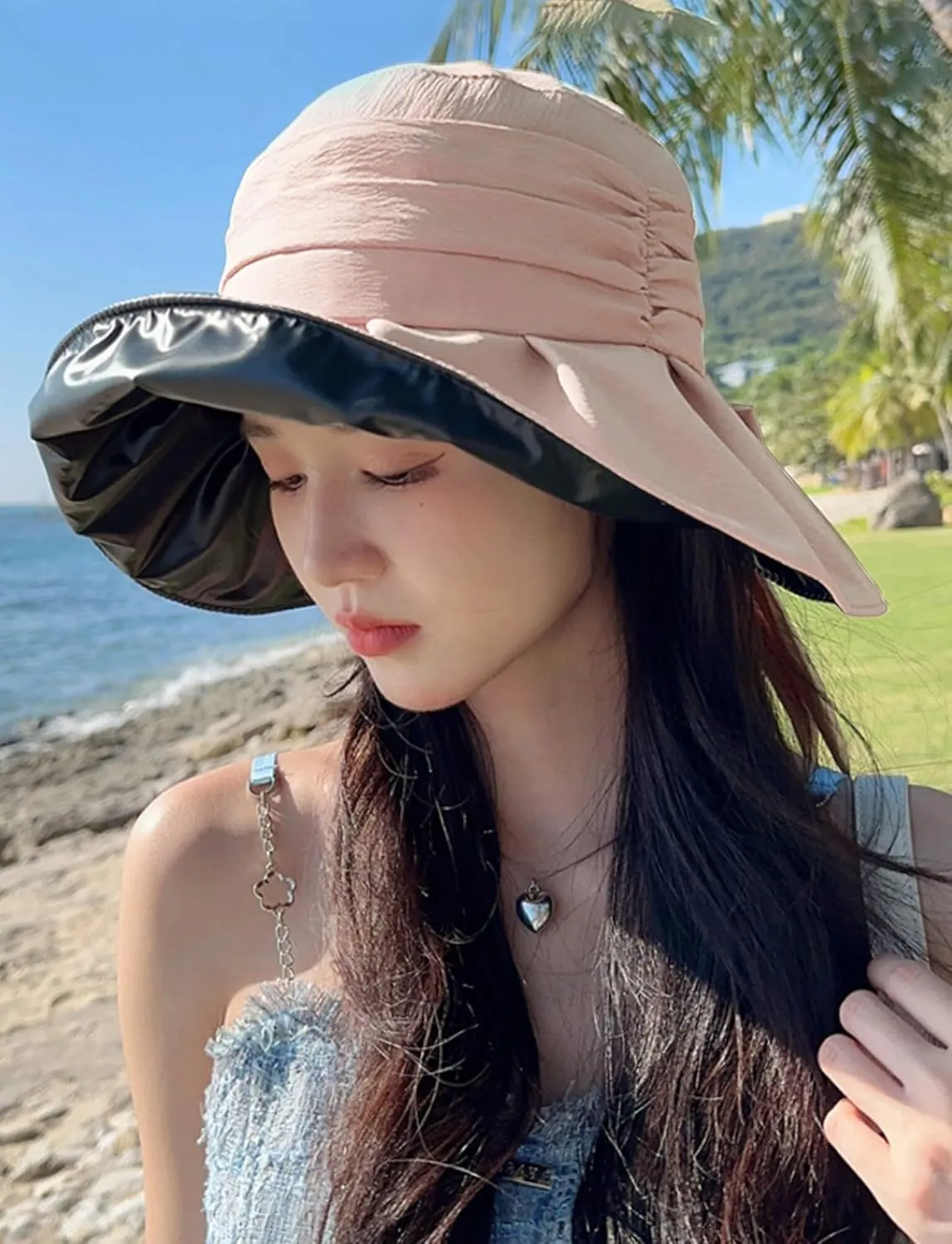 Women's Sun Hat Wide Brim Beach Sun Protection Bucket Hat for Summer Fishing Cap Gardening