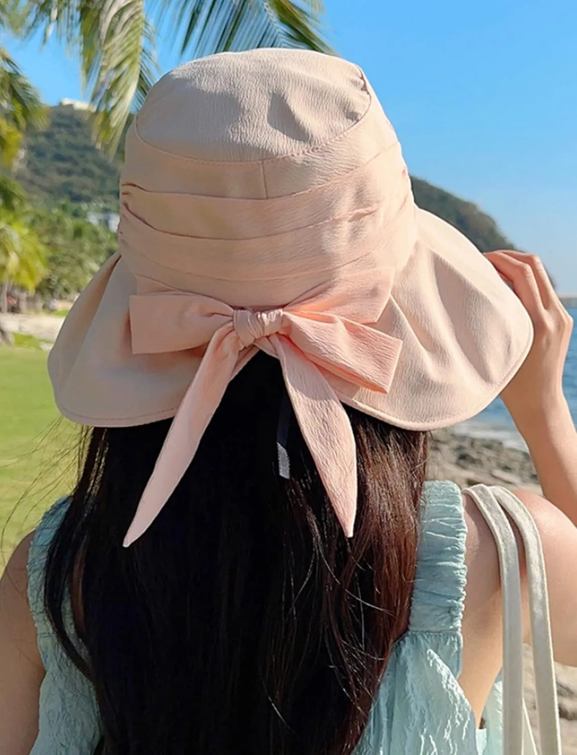 Women's Sun Hat Wide Brim Beach Sun Protection Bucket Hat for Summer Fishing Cap Gardening