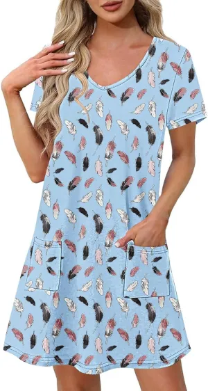Women's Vintage Printed Dress Trendy Multi Color Midi Skirts Comfy Short Sleeve V Neck Dresses Daily Vacation Wear