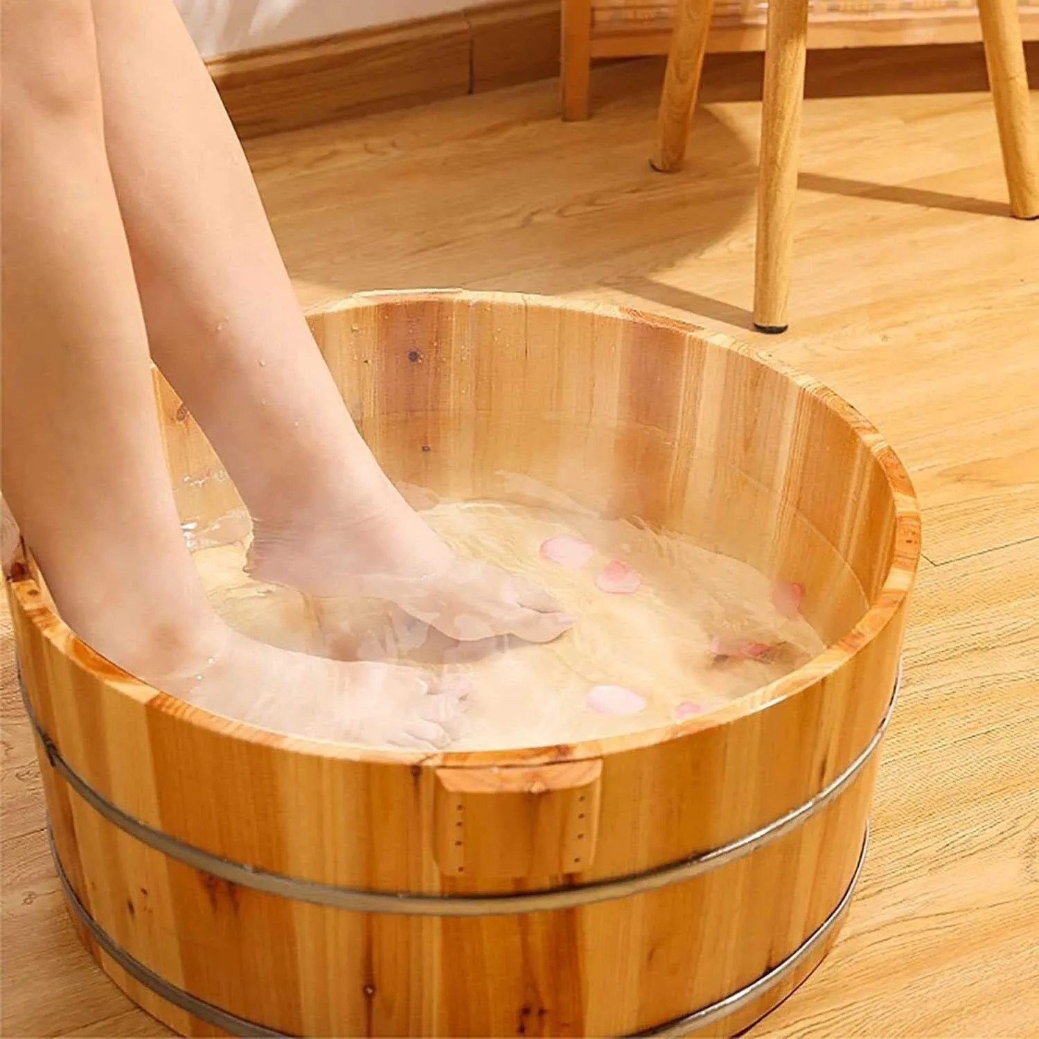Wooden Foot Spa Bath Tub Basin, for Pedicure and Massage - Durable Foot Bath Bucket for Relaxing and Soothing Soaks - Perfect for Home or Salon Use