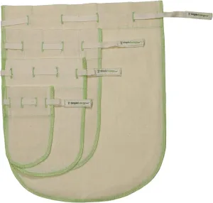 Worlds Best Reusable Organic Cotton Muslin Fine Mesh Straining Bags - Set of 4 (L, M, S, XS) (nut milk, cold brew, coffee filter, loose leaf tea infuser, food juice pulp strainer)