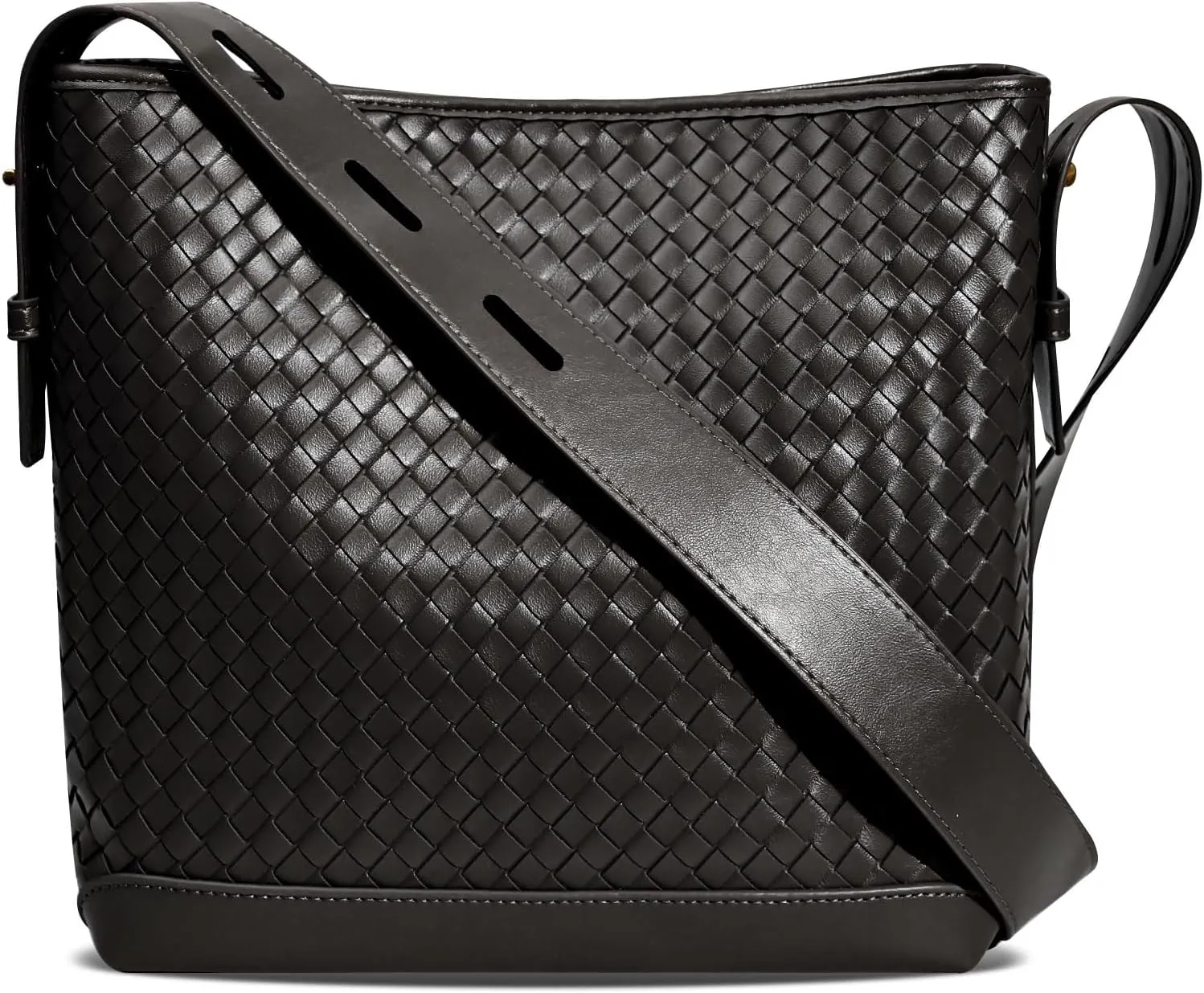 Woven Shoulder Bag For Women Vegan Leather Bucket Bag Large Capacity Tote Bag Trendy Hobo Handbag Purse