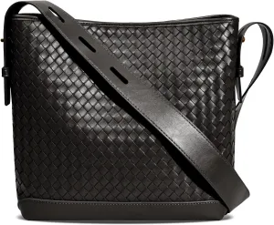 Woven Shoulder Bag For Women Vegan Leather Bucket Bag Large Capacity Tote Bag Trendy Hobo Handbag Purse