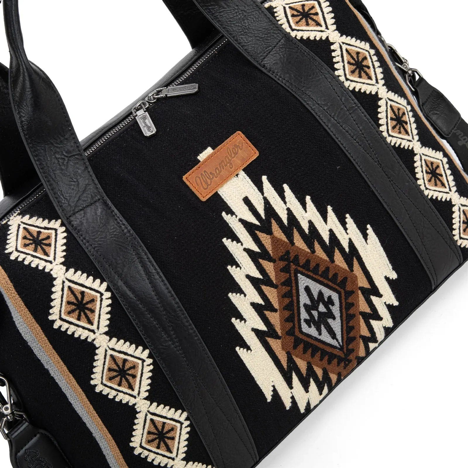Wrangler Black Knitted Southwestern Print Duffle Bag WG174-5110BK