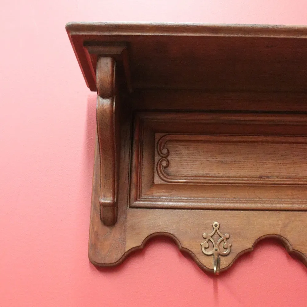 x SOLD Antique French Coat Rack, Oak and Brass Umbrella Holder, Scarf and Hat Rack B10780