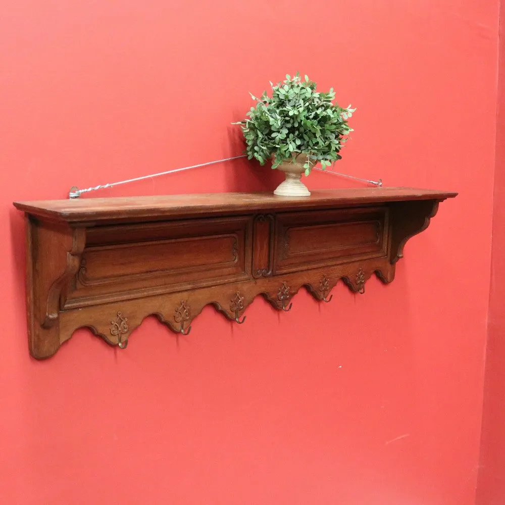 x SOLD Antique French Coat Rack, Oak and Brass Umbrella Holder, Scarf and Hat Rack B10780