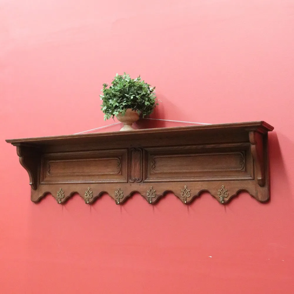 x SOLD Antique French Coat Rack, Oak and Brass Umbrella Holder, Scarf and Hat Rack B10780