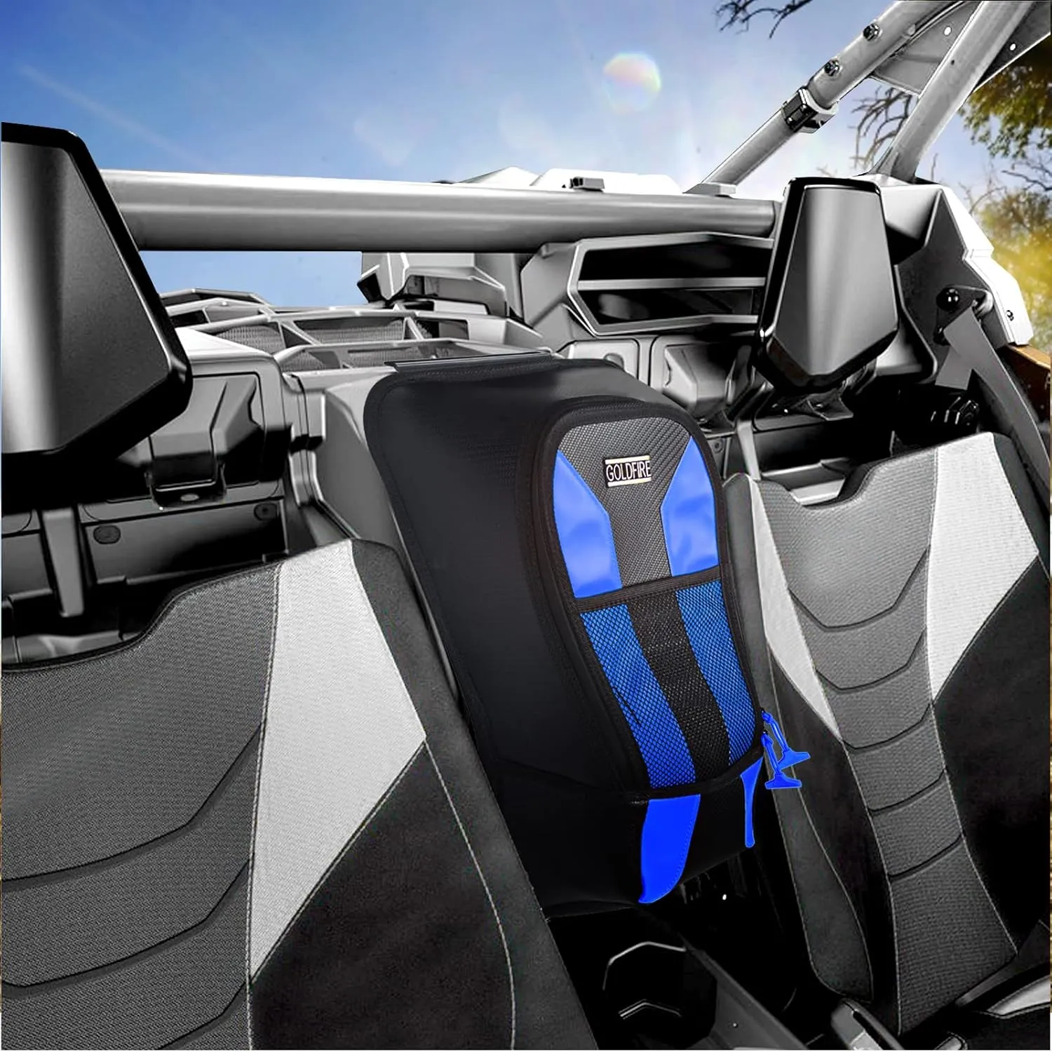 X3 Center Seat Storage Bag Compatible with Can Am Maverick X3, Shoulder Between Seat Storage Bag For Can Am Maverick X3 MAX/DS/RC/RS/Turbo/R RR 2017-2024 (Blue)